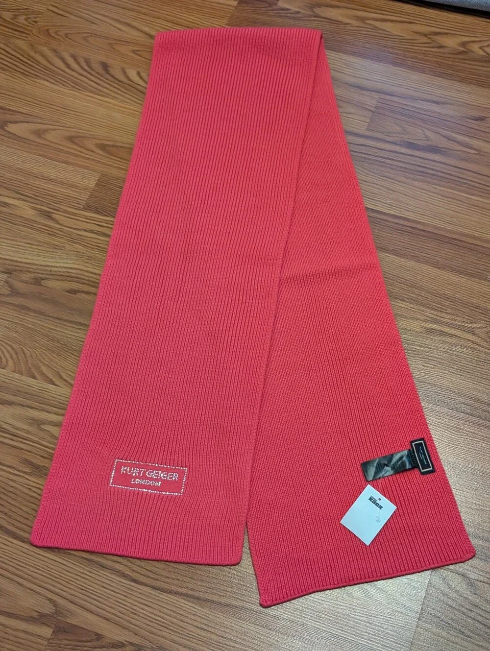 Kurt Geiger Hot Pink Ribbed Knit Scarf